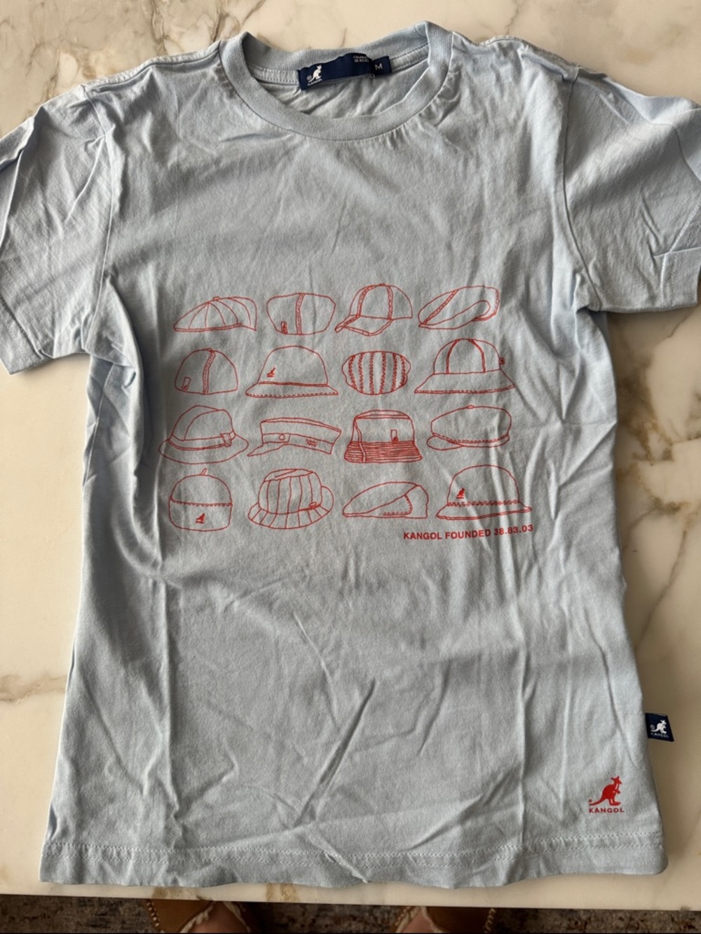Kangol Pale Blue Tee with Hat Graphics